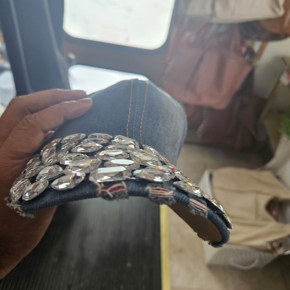 Embellished Denim Cap with Rhinestones - Picture 2 of 3